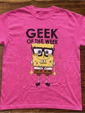 Sponge Character 'Geek of the Week' Pink T-Shirt